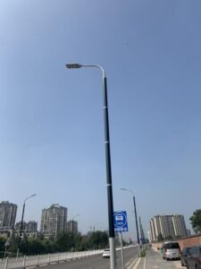 12m wrapped solar pole street light 120w project in shangdong, china